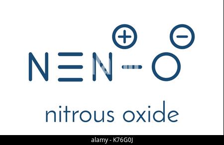 L'oxyde nitreux (nos, gaz hilarant, N2O) molécule. utilisé en chirurgie comme médicament anesthésique et analgésique, et aussi comme un oxydant dans des moteurs-fusées et combustio Illustration de Vecteur