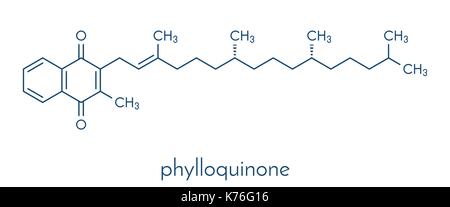 Vitamine k (k1, phylloquinone, phytomenadione) molécule. formule topologique. Illustration de Vecteur