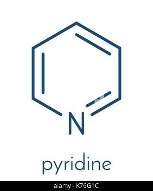 Solvant chimique réactif pyridine et molécule. formule topologique. Illustration de Vecteur