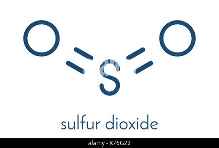 Molécule de conservation alimentaire de dioxyde de soufre (E220). également utilisé en vinification et responsable de sulfites dans le vin. formule topologique. Illustration de Vecteur