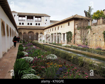 Patio de la azequia, palais de l'Alhambra, Grenade, Andalousie, Espagne, Europe Banque D'Images