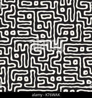 Modèle transparent avec des lignes labyrinthe monochrome. abstract background. vector hand drawn labyrinthe. Illustration de Vecteur