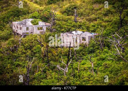 Royaume-uni, Montserrat, Antilles anglophones, Harris's village sur la commune de Saint Georges, village en ruines après le passage de la nuée ardente de 2010 Banque D'Images