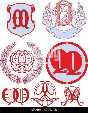 Ensemble de monogrammes et qq emblème décoratif des modèles avec deux lettres ss vector collection Illustration de Vecteur