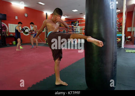 En Thaïlande muay thai gym Banque D'Images