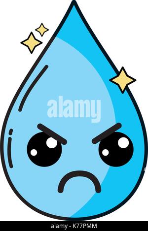 Kawaii cute angry Water drop Illustration de Vecteur