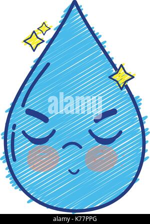 Kawaii cute angry Water drop Illustration de Vecteur