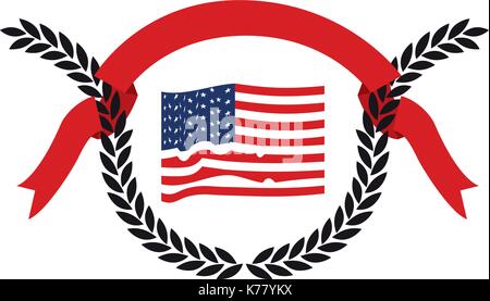 United States flag plus de branches d'olive noir avec ruban rouge sur le dessus Illustration de Vecteur