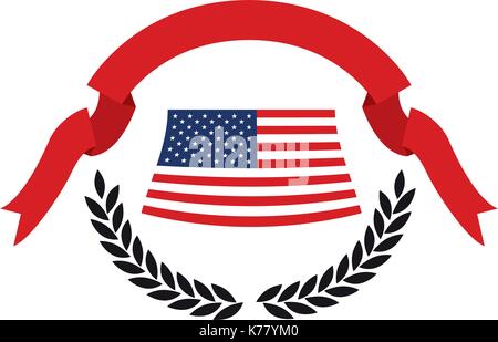 United States flag plus de branches d'olive noire avec ruban rouge épais sur le dessus Illustration de Vecteur