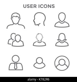L'icône d'utilisateur standard défini avec les hommes, les femmes, et plusieurs personnes Illustration de Vecteur