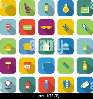 Coiffure icônes couleur avec long shadow, stock vector Illustration de Vecteur