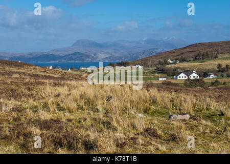 La vue depuis la route de l'slaggan le chanteur de montagnes un teallach. Banque D'Images