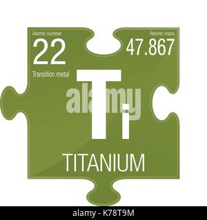 Symbole de titane. Numéro de l'élément 22 du tableau périodique des éléments - Chimie - morceau de puzzle avec un fond vert Illustration de Vecteur