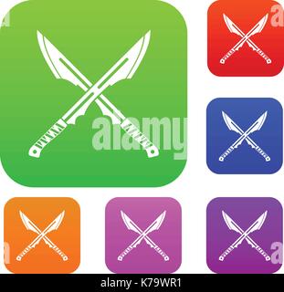 Daggersset tanto japonais collection couleur Illustration de Vecteur