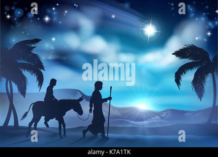 Nativité de Marie et Joseph Christmas illustration Illustration de Vecteur