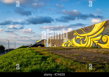 Le graffiti peint sur les estoniens linnahall Banque D'Images