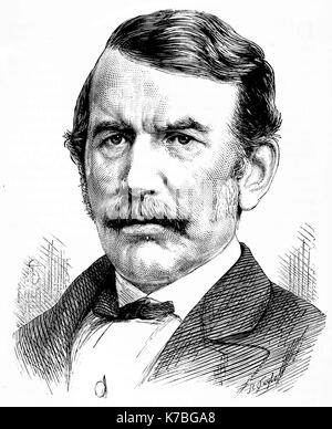 David LIVINGSTONE (1813-1873) missionnaire médical pionnier écossais. Gravure: American Popular Science Magazine Banque D'Images