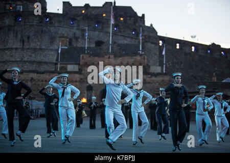 Edinburgh Royal Tattoo en face du château d'Edimbourg, à Edimbourg, en Ecosse, le 15 septembre 2017. Banque D'Images