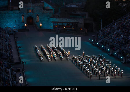 Edinburgh Royal Tattoo en face du château d'Edimbourg, à Edimbourg, en Ecosse, le 15 septembre 2017. Banque D'Images