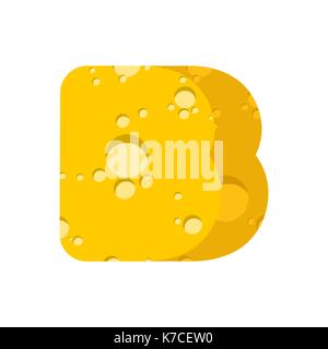 Lettre b font du fromage. symbole de l'alphabet. fromage de type alimentaire signe. vector illustration Illustration de Vecteur