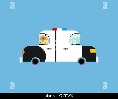 Le cerf de noël en voiture de police. L'arrestation de fête. perturbation de calme. santa animal est criminel. vector illustration Illustration de Vecteur