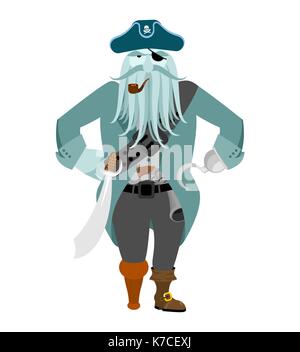 Ghost pirates capitaine mythique patron en colère. pilzmarmelade avec tentacules. vector illustration Illustration de Vecteur