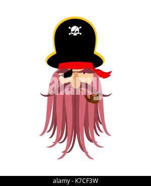 Ghost pirates capitaine mythique patron en colère. pilzmarmelade avec tentacules. vector illustration Illustration de Vecteur