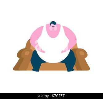 Gros type est assis sur une chaise. glouton. homme épais fatso vector illustration Illustration de Vecteur