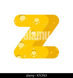 Lettre z font du fromage. symbole de l'alphabet. fromage de type alimentaire signe. vector illustration Illustration de Vecteur