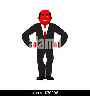 Patron en colère rouge. businessman le mal. Les hommes agressifs. vector illustration Illustration de Vecteur