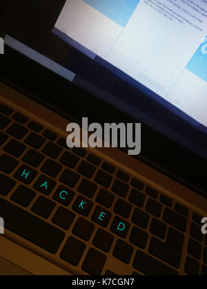 Avertissement L'ordinateur piraté Banque D'Images