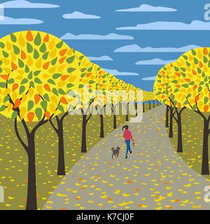 Automne dans le parc de la ville. Illustration de Vecteur