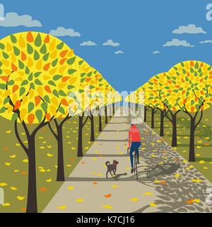 Automne dans le parc de la ville. Illustration de Vecteur