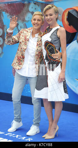 La Photo Doit Être Créditée ©Alpha Press 080001 10/07/2016 Ellen Degeneres Et Portia De Rossi Trouvant Dory Premiere À Odéon Leicester Square Londres Banque D'Images