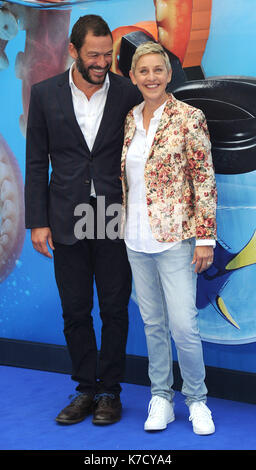 La Photo Doit Être Créditée ©Alpha Press 080001 10/07/2016 Dominic West Et Ellen Degeneres Finding Dory Premiere À Odéon Leicester Square Londres Banque D'Images