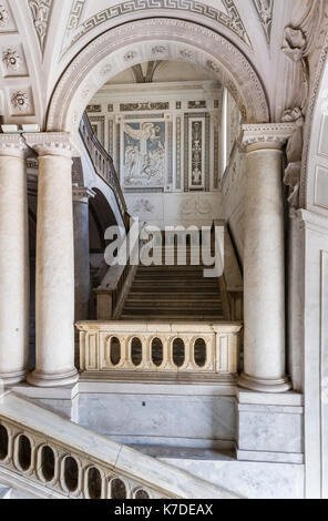 Staircase, Université, Universita Degli Studi di de Catane, ancien monastère bénédictin baroque de San Nicolò l' ArenaCatania Banque D'Images