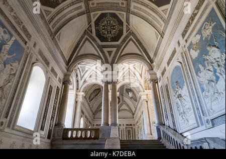 Staircase, Université, Universita Degli Studi di de Catane, ancien monastère bénédictin baroque de San Nicolò l' ArenaCatania Banque D'Images