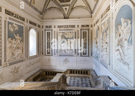 Staircase, Université, Universita Degli Studi di de Catane, ancien monastère bénédictin baroque de San Nicolò l' ArenaCatania Banque D'Images