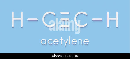 Molécule d'acétylène (éthyne). utilisé dans l'oxy-acétylène soudage. formule topologique. Banque D'Images