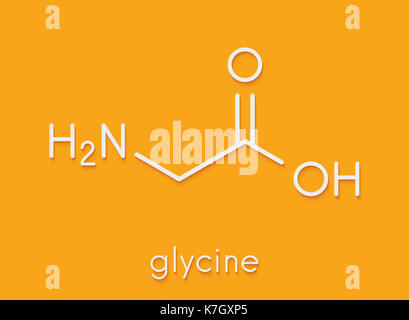 La glycine (Gly, g) Acide aminé molécule. formule topologique. Banque D'Images