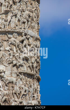 Détail de la colonne de Marco Aurelio à Rome, Italie Banque D'Images