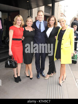 La Photo Doit Être Créditée ©Kate Green/Alpha Press 079965 08/03/2016 Louise Minchin Carol Kirkwood Dan Walker Sally Nugent Stephanie Mcgovern The Tric Awards 2016 Grosvenor House London Banque D'Images