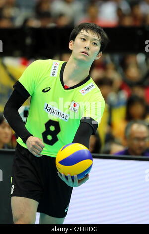 Osaka, Japon. 15 sep, 2017. masahiro yanagida (JPN) volley-ball : fivb world grand Champions Cup 2017 Men's match entre le Japon 1-3 de l'Italie à l'osaka centre municipal de sports à Osaka, Japon . Crédit : naoki nishimura/aflo sport/Alamy live news Banque D'Images