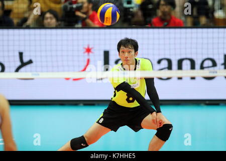 Osaka, Japon. 15 sep, 2017. masahiro yanagida (JPN) volley-ball : fivb world grand Champions Cup 2017 Men's match entre le Japon 1-3 de l'Italie à l'osaka centre municipal de sports à Osaka, Japon . Crédit : naoki nishimura/aflo sport/Alamy live news Banque D'Images