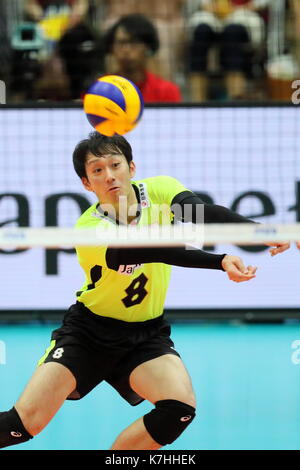 Osaka, Japon. 15 sep, 2017. masahiro yanagida (JPN) volley-ball : fivb world grand Champions Cup 2017 Men's match entre le Japon 1-3 de l'Italie à l'osaka centre municipal de sports à Osaka, Japon . Crédit : naoki nishimura/aflo sport/Alamy live news Banque D'Images