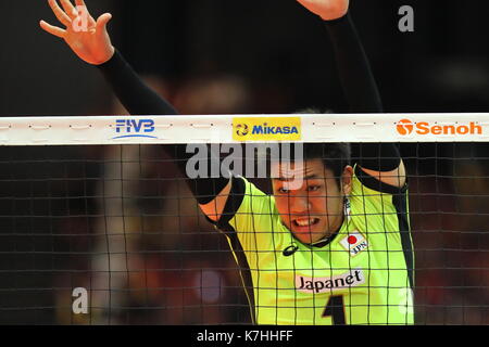 Osaka, Japon. 15 sep, 2017. issei otake (JPN) volley-ball : fivb world grand Champions Cup 2017 Men's match entre le Japon 1-3 de l'Italie à l'osaka centre municipal de sports à Osaka, Japon . Crédit : naoki nishimura/aflo sport/Alamy live news Banque D'Images