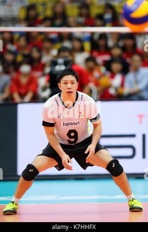 Osaka, Japon. 15 sep, 2017. Satoshi ide (JPN) volley-ball : fivb world grand Champions Cup 2017 Men's match entre le Japon 1-3 de l'Italie à l'osaka centre municipal de sports à Osaka, Japon . Crédit : naoki nishimura/aflo sport/Alamy live news Banque D'Images