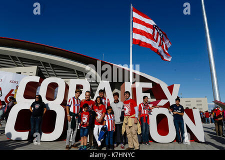 Inauguration de la Metropolitan Wanda Stadium. La Liga entre l'Atlético de Madrid vs Malaga CF au stade Wanda Metropolitano de Madrid, Espagne, le 16 septembre 2017 . Banque D'Images