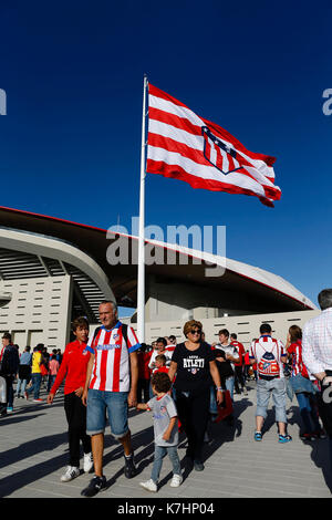 Inauguration de la Metropolitan Wanda Stadium. La Liga entre l'Atlético de Madrid vs Malaga CF au stade Wanda Metropolitano de Madrid, Espagne, le 16 septembre 2017 . Banque D'Images