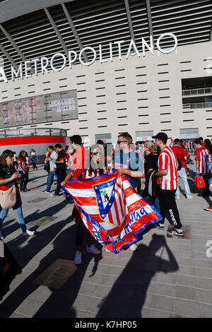 Inauguration de la Metropolitan Wanda Stadium. La Liga entre l'Atlético de Madrid vs Malaga CF au stade Wanda Metropolitano de Madrid, Espagne, le 16 septembre 2017 . Banque D'Images